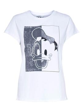 T-Shirt Only Donald Daisy Bianco per Donna
