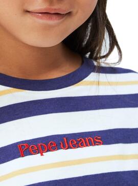 T-Shirt Pepe Jeans Spencer Blu per Bambina