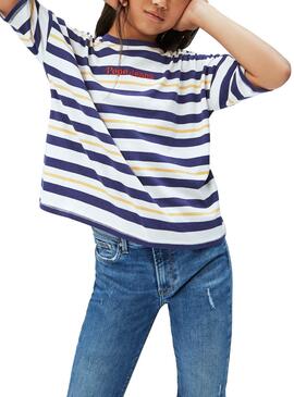 T-Shirt Pepe Jeans Spencer Blu per Bambina