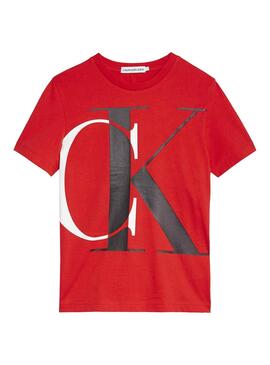 T-Shirt Calvin Klein Monogram Rosso Bambino
