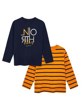 T-Shirt Mayoral Set Blu y Naranja per Bambino