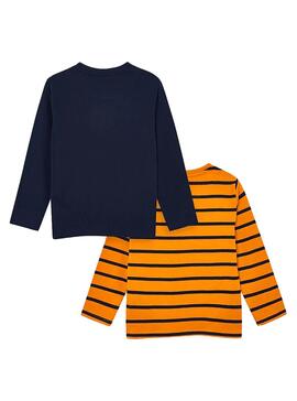 T-Shirt Mayoral Set Blu y Naranja per Bambino