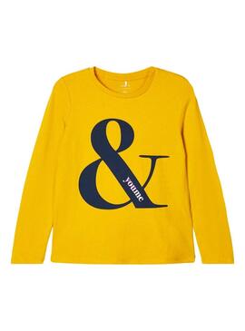 T-Shirt Name It Natty Giallo per Bambina