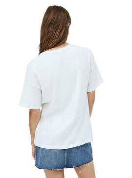 T-Shirt Pepe Jeans Aria Bianco per Donna