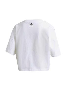 T-Shirt Adidas Big Trefoil Crop Bianco per Donna
