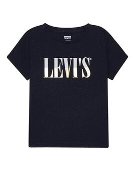 T-Shirt Levis Logo lucido Blu Navy per Bambina