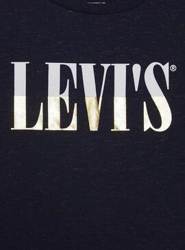 T-Shirt Levis Logo lucido Blu Navy per Bambina