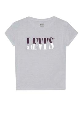 T-Shirt Levis Bianco Logo Brillo per Bambina
