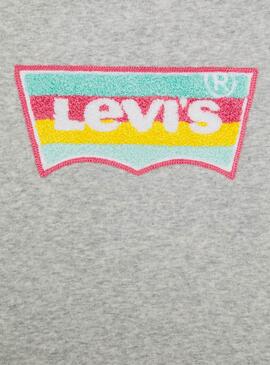 Felpa Levis Grigio Logo Multicolor per Bambina