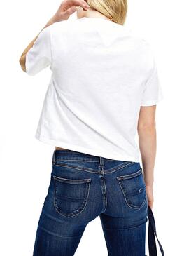 T-Shirt Tommy Jeans Signature Logo Bianco Donna