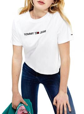 T-Shirt Tommy Jeans Modern Logo Bianco per Donna