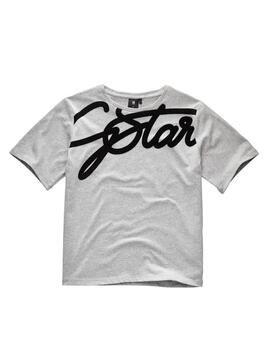 T-Shirt G-Star Raw Signature Grigio per Bambina