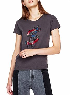 T-Shirt Pepe Jeans Linsey Grigio per Donna
