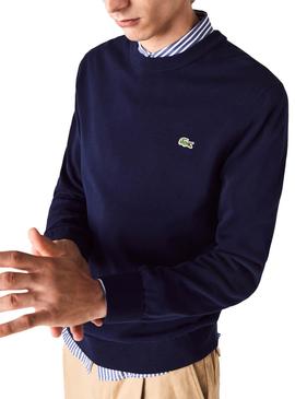 Pullover Lacoste Round Blu Blu Navy per Uomo