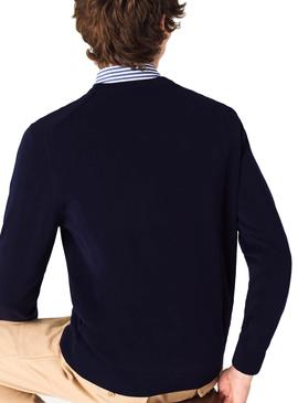 Pullover Lacoste Round Blu Blu Navy per Uomo