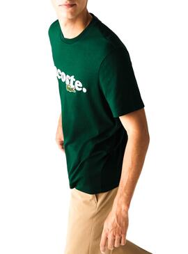 T-Shirt Lacoste Italic Verde per Uomo
