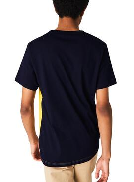 T-Shirt Lacoste Colore Block Blu Navy per Uomo