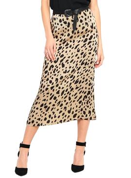 Gonna Only Mayra Animal Print Beige per Donna