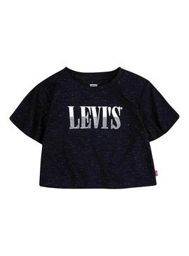 T-Shirt Levis Logo Sparkle Nero per Bambina