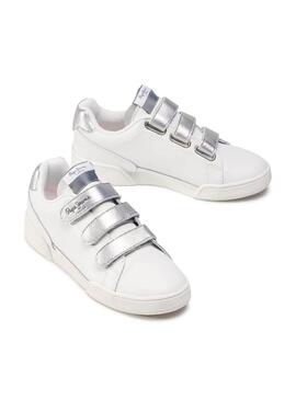 Sneaker Pepe Jeans Lambert Velcro Bianco Bambina