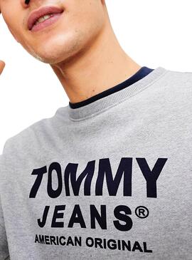Felpa Tommy Jeans Graphic Grigio per Uomo