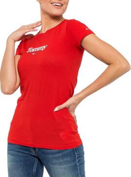 T-Shirt Tommy Jeans Essential Slim Rosso Donna