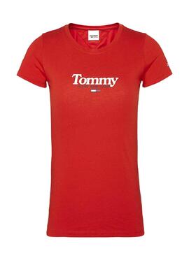 T-Shirt Tommy Jeans Essential Slim Rosso Donna