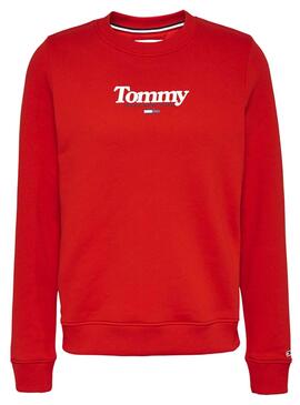Felpa Tommy Jeans Essential Rosso per Donna