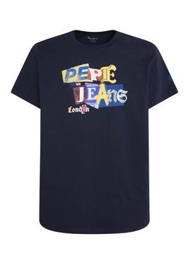 T-Shirt Pepe Jeans Leonard Blu Navy per Uomo