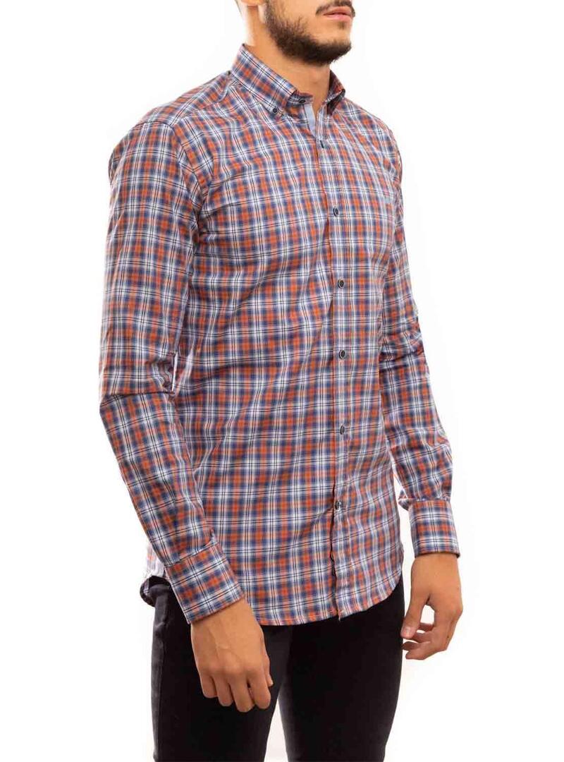 Camicia Klout Quadri Arancione e Blu per Uomo