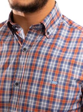 Camicia Klout Quadri Arancione e Blu per Uomo