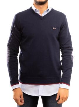 Pullover Klout Scollo a V Blu Navy per Uomo