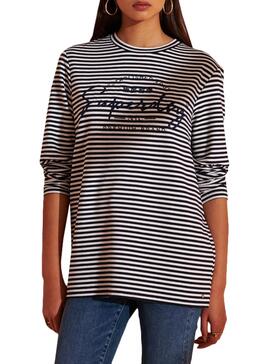 T-Shirt Superdry Stripe NYC Blu per Donna