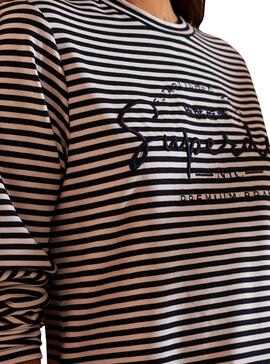 T-Shirt Superdry Stripe NYC Blu per Donna