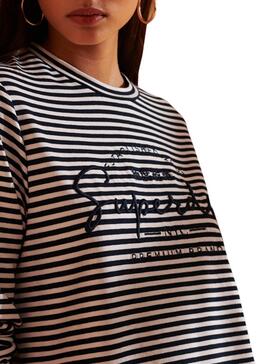 T-Shirt Superdry Stripe NYC Blu per Donna