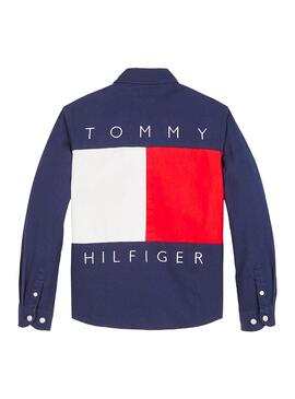 Camicia Tommy Hilfiger Flagblock Blu per Bambino