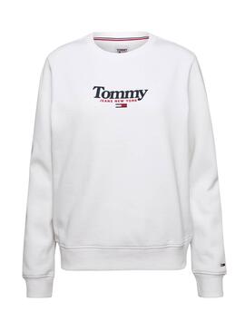 Felpa Tommy Jeans Essential Logo Bianco Donna