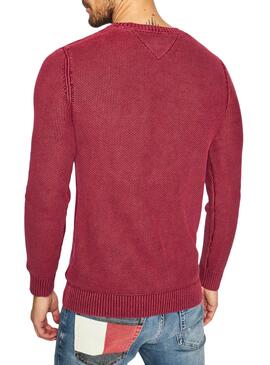 Pullover Tommy Jeans Washed Rosso per Uomo