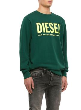 Felpa Diesel Division Verde per Uomo