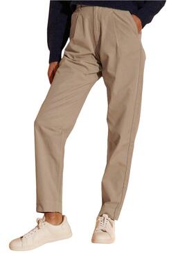 Pantaloni Superdry Chino Beige per Donna