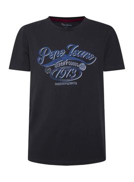 T-Shirt Pepe Jeans Oskar Nero per Bambino