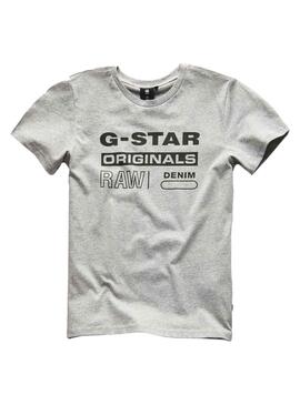 T-Shirt Logo G-Star Grigio per Bambino