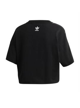 T-Shirt Adidas Big Trefoil Crop Nero per Donna