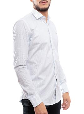 Camicia Klout Micro Bianco e Blu per Uomo