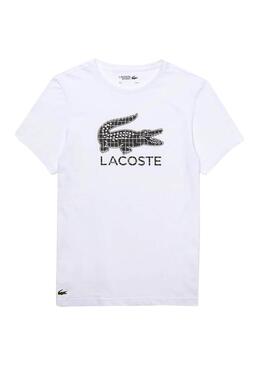 T-Shirt Lacoste Geometrico Bianco per Uomo