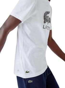 T-Shirt Lacoste Geometrico Bianco per Uomo
