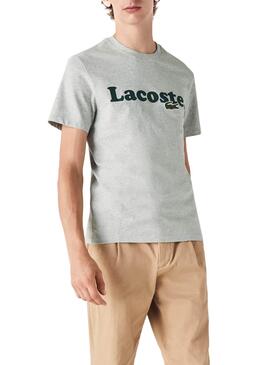 T-Shirt Lacoste Italic Grigio per Uomo