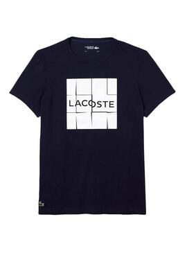 T-Shirt Lacoste Geometrico Blu Navy per Uomo