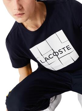 T-Shirt Lacoste Geometrico Blu Navy per Uomo