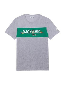 T-Shirt Lacoste Djokovic YSY Grigio per Uomo